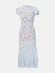 Abiti Midi <span class=keywords><strong>con</strong></span> Maniche Corte e Pizzo Floreale per Donne, Colletto Rovesciato <span class=keywords><strong>con</strong></span> Design a <span class=keywords><strong>Cintura</strong></span>, Vestito Formale da Sera per Feste - Product Image 6
