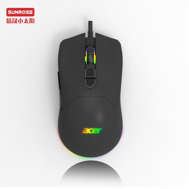 For Factory Sale Ergonomic Gaming USB ROHS Certified Wired Mouse RGB Backlit Programmable Buttons 9600 DPI 1.5m Cable