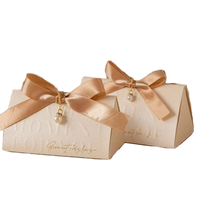 Boîte cadeau de luxe avec LOGO, boîte à dragées de mariage, décoration nœud en fausses perles, boîte en carton pour fête de mariage