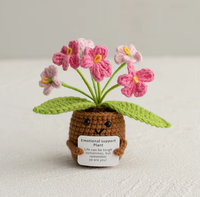Buatan tangan rajutan Mini Puff Crochet Pot tanaman kartu dorongan Tulip Daisy bunga matahari-kehidupan panjang acara positif