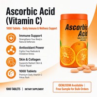 Comprimés de Vitamine C Acide Ascorbique 1000 unités Soutien Immunitaire Antioxydant Complément Alimentaire Vente en Gros OEM