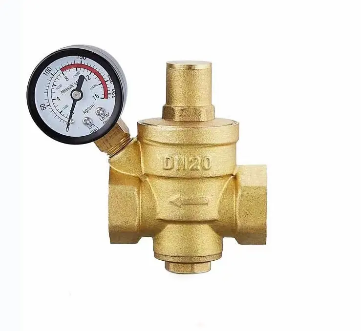 Latão pressão reduzindo válvula manômetro espessado cobre válvula para água da torneira pressão reduzindo e estabilizando a válvula