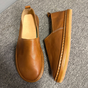 Mocasines QHCCID para Hombre, con Suela Gruesa, Estilo Retro Casual, de Cuero, con Tacón Medio Acolchado, Color Café Sólido - Product Image 2