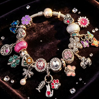 Gelang Batu Permata Fen Di Jewelry Desain Baru pink Hello Kitty Charm, Gelang Pink Zebra Pink & Biru