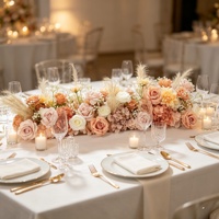 Chemin de table artificiel rose poudré taupe, arrangement floral pour centre de table de réception de mariage, décoration de fête et de maison