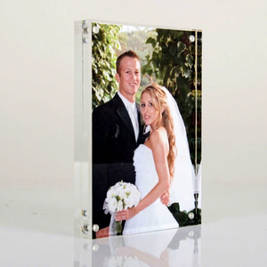 Cadre photo en acrylique, bloc vertical pour affichage sur bureau, épaisseur 10 mm, finition brillante, style moderne, pré-assemblé, décoration - Product Image 1