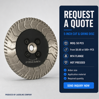 Disque diamanté 2-en-1 de 125 mm (5 po) pour découpe et meulage, avec filetage M14, pour meuleuse d'angle, idéal pour pierre, granit, marbre, béton