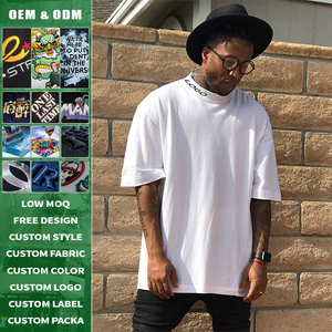 Luxury Boxy Custom White 230 Gsm 100% Cotton Heavyweight Oversized T-Shirt Bland <b>Thick</b> Drop Shoulder Print tShirt Men Streetwear - Product Image 2