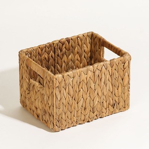 Hand-Woven Eco-Friendly Vintage Rectangle Water Hyacinth <b>Storage</b> <b>Basket</b> <b>for</b> Towel <b>Bathroom</b> Shelving Gift <b>Basket</b> - Product Image 2
