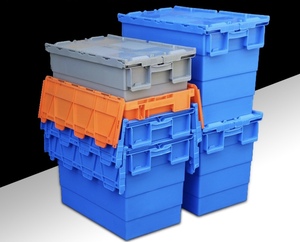 Lưu trữ nhựa container Box với nắp hậu cần nestable di chuyển thùng - Product Image 4