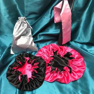 Moda Su Misura In Raso di <span class=keywords><strong>Seta</strong></span> Tappi Per Le Estensioni Dei <span class=keywords><strong>Capelli</strong></span> Neri, nome di Rimanere privata Su Raso Bordo Cofano Delle Donne Dei <span class=keywords><strong>Capelli</strong></span> Wrap per Sacco A Pelo - Product Image 5