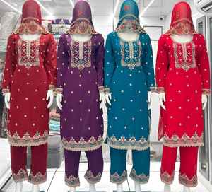 Style indien pakistanais lourd Dupatta Salwar Kameez avec avant et arrière travail Zarkan Stones pantalon costume pour adultes - Product Image 1