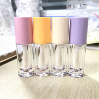 Flacon de gloss à lèvres rond personnalisé de 6 ml, 5,4 ml, rose, blanc, noir, avec un grand pinceau