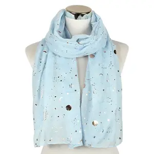 Fashion Scarf for Women Lightweight Colorful Shawl with Star Moon Printed Pattern for Girls Ladies Women