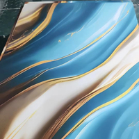 1220*2440mm moderne 3D numérique-imprimé UV marbre PVC panneau haute brillance UV conseil pour salle de bain étanche TV toile de fond décoration