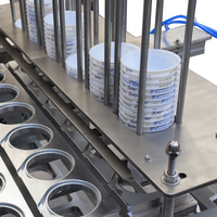 Machine d'emballage entièrement automatique pour pots de yaourt et de lait, machine de remplissage et de scellage linéaire à 4 voies, scellage par film en rouleau