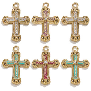 Бестон высокое качество эмаль позолоченные подвески оптом из нержавеющей стали крест ювелирные изделия для мужчин и женщин - Product Image 4