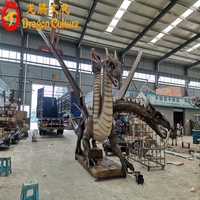 Dragon animatronique grandeur nature à trois têtes, modèle 3D, statues de dragon pour l'extérieur et l'intérieur