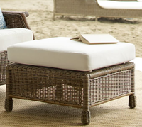Sigh end-sofá y silla de respaldo alto, conjunto otomano redondo de mimbre para terraza y exterior