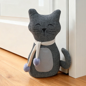 Décoration de porte en forme de chat mignon avec nœud papillon en tissu, coupe-vent, anti-collision, à poser au sol, pour la maison, article de nécessité quotidienne - Product Image 3