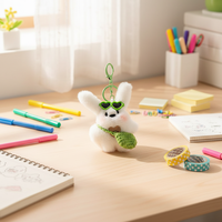 Porte-clés en peluche lapin mignon kawaii, décoration de Noël, cadeau, mini, coton PP écologique, imprimé UV 3D