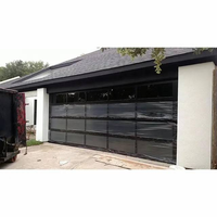 Porte de garage antivol avec verre trempé noir, 9x8 9x7 16x7, porte de garage sectionnelle moderne en plexiglas électrique