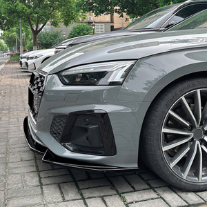 Audi A5 S5 Sline 8W6 2021+ Front Splitter Lip Bumper <b>Corner</b> <b>Protector</b> Tuning Style Matte Finish Piano Black Carbon Fiber Texture - Product Image 1