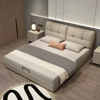 Lit double king size en cuir rembourré, fabriqué en Chine, lit moderne avec rangement, meubles de chambre à coucher