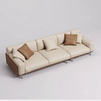 Canapé moderne simple en ligne droite pour villa, salon, canapé en cuir italien de luxe léger