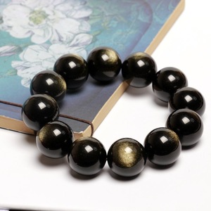 Pulsera <span class=keywords><strong>de</strong></span> Piedra Arenisca Dorada Natural con Efecto Ojo <span class=keywords><strong>de</strong></span> Gato, Forma <span class=keywords><strong>de</strong></span> Bola, Joyería Moderna Inspirada en el Budismo para Hombre y Mujer - Product Image 4
