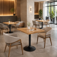 Table de salle à manger d'hôtel moderne, plateau en bois durable, base en fer, pour restaurant, café, bar, salon, banquet, mobilier de projet