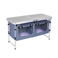 Table de camping pliable portable pour voiture avec organisateur de rangement