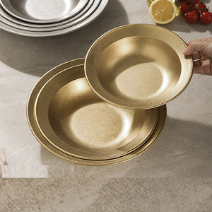 Cuencos de <span class=keywords><strong>Ramen</strong></span> de acero inoxidable 304 gris nieve, plato de fideos fríos de fruta gruesa, utensilios de estilo Retro para platos de ensalada de cocina - Product Image 4