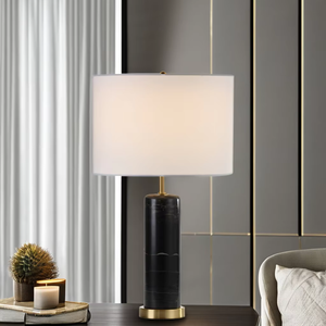 Lampe de bureau en tissu moderne minimaliste éclairage de table de maison en marbre lampes de table d'hôtel à la maison - Product Image 3