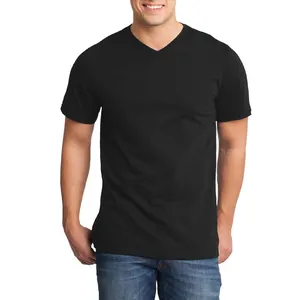 T-shirt mode pour hommes, haut en coton égyptien à col en v, coupe ajustée, qualité supérieure, vente en gros