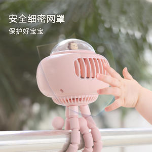 Mini ventilateur portable rechargeable à piles, silencieux, design pieuvre, pour poussette de bébé, ventilateur de refroidissement portatif - Product Image 3