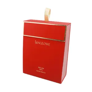 2023 New Concept High Quality Flocked EVA Stand Exclusive Design Magnet Rigid Boxes Bespoke Perfume Box in Red