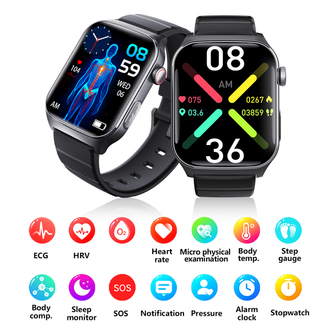 F320 Custom Smartwatch Bulk 1.9" Retina IP67 Square Metal Band ECG Monitoring Sleep Tracking Multi-Language Support for