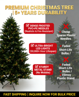 1,5m Vorbeleuchteter Künstlicher Weihnachtsbaum Mehrfarbige LED-Lichter Klappbare Äste Premium-Fichte für Innenbereich Vollständig aus PE-Material 500-1000 LEDs