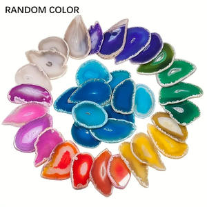 Doğal cilalı akik Geode dilimleri için renkli kristal taş adet DIY takı kolye ev dekor - Product Image 2