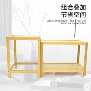 Mesa auxiliar cuadrada, tamaño para sala de estar, mueble auxiliar de bambú, mesa esquinera sencilla, mesa de centro pequeña extensible - Product Image 4