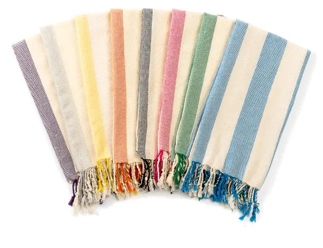 QK Colorful Jacquard Pattern Peshtemal Turkish Towels with Tassl Manufacturers Custom Printed 100% Cotton Hamaman Turkish Towel