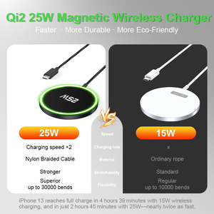 Chargeur sans fil magnétique OEM ODM 25W avec câble tressé en nylon pour <span class=keywords><strong>iPhone</strong></span> 17, charge rapide et chargeur sans fil 25W plus durable - Product Image 3