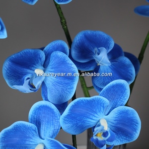 กล้วยไม้ฟาแลนนอปซิสประดิษฐ์สัมผัสเหมือนจริง ขนาด 92 ซม. 9 หัว สีฟ้า แบบก้านงอได้ สำหรับตกแต่งงานแต่งงานหรูหราและบ้าน - Product Image 4
