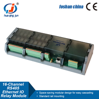 Huaqingjun 16DI 16DO RS485 Module de relais Ethernet Modbus RTU & TCP SPDT G2R-1 10A IO RJ45 Modules de relais pour l'automatisation agricole