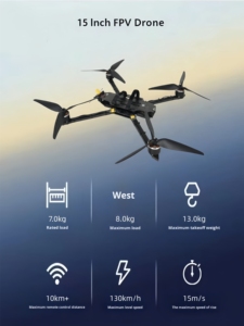 โดรน FPV รุ่นใหม่ ปี 2025 ขนาด 15 นิ้ว พร้อมรีโมทคอนโทรล กล้องความละเอียดสูง 720P ส่งสัญญาณได้ไกลกว่า 10 กม. บินได้นาน 31-40 นาที - Product Image 6