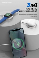 Chargeur sans fil magnétique portable 3 en 1 pour écouteurs, montre et smartphone, chargeur sans fil multifonctionnel pour iPhone, iWatch et AirPods