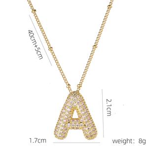 Ingrosso collana con ciondolo iniziale in <span class=keywords><strong>oro</strong></span> placcato ottone strass Mini palloncino con lettera a bolle - Product Image 5