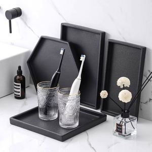 Plateau multifonction en céramique - Gobelet rectangulaire pour rince-bouche, rangement salle de bain et toilettes, assiette à gâteaux et sushis - Design moderne et minimaliste - Product Image 4