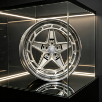 Rines de Aleación Forjados TimeSpace en Plata Pulida, Diseño Cóncavo de 5 Estrellas, Ajuste Universal, Garantía de 10 Años para Autos